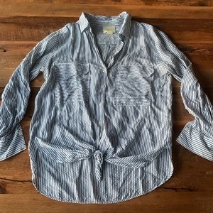Anthropologie | Maeve Striped Button Down with tie front